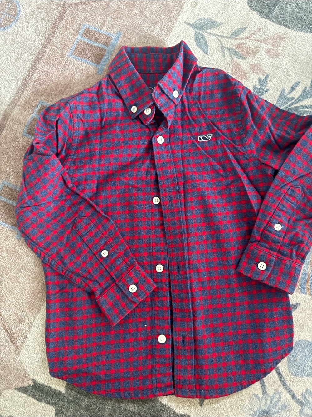 Vineyard Vines Red and Navy Plaid Button-Down Shirt